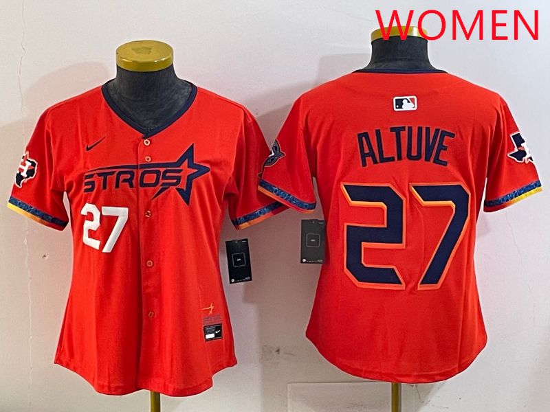Women Houston Astros #27 Altuve Orange Fourth generation Joint Name Nike 2025 MLB Jersey style 2->los angeles dodgers->MLB Jersey